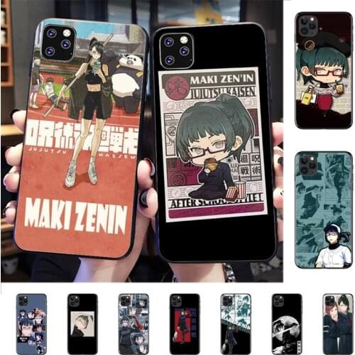 YNDFCNB Maki Zenin Jujutsu Kaisen Anime Phone Case for iPhone 11 12 pro XS MAX 8 7 6 6S Plus X 5S SE 2020 XR case