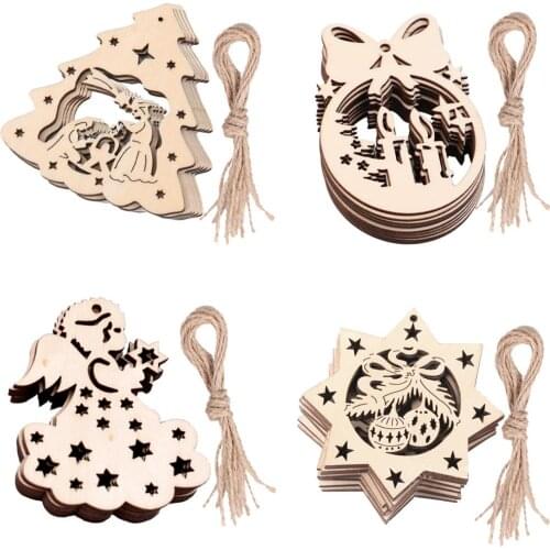 10Pcs Heart Wood Slices of Christmas decoration pendant wooden crafts handmade DIY small gifts home party Wedding Decoration