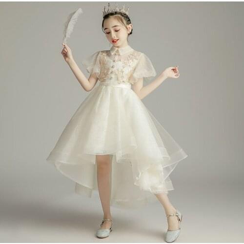 Girls Princess Polka Dot Dress Kids Wedding Birthday Elegant Appliques Party Prom Gown Children Tulle Christmas Costume