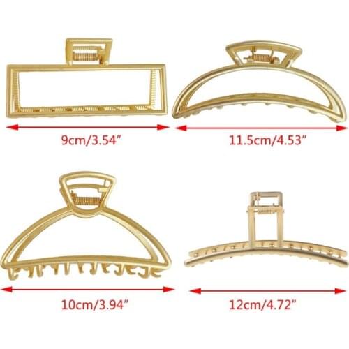 Women Gold Metal Hair Claw Clip Hollow Out Geometric Jaw Clamp Ponytail Barrette Q1QA