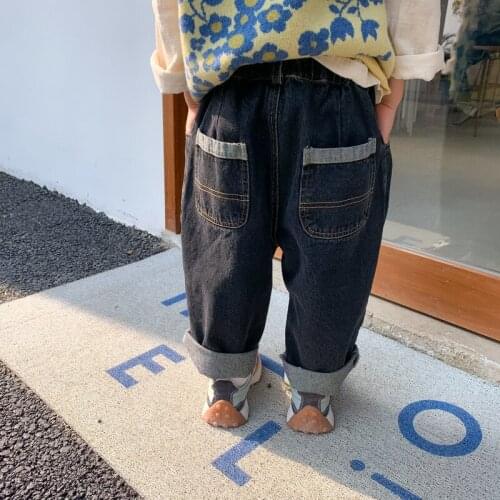 Boys and girls Spring fashion casual jeans 1-7 years kids all-match hip denim pants