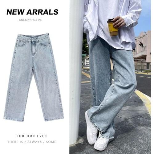 Jeans mens straight loose loose wild casual pants 2021 spring new ins Hong Kong style trousers mens trendy brand pants