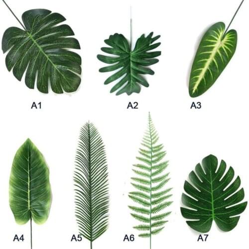 5pcs/Lot Artificial Tropical Monstera Palm Leaves Simulation Leaf for Hawaiian Theme Party Home Garden Decoration Fake Leaves