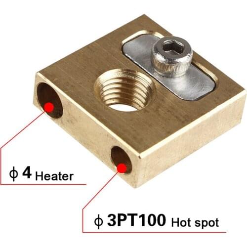 Brass Nozzle Copper Head Heater Block 4mm Heated Block for Ultimaker3 UM3 NK-Shopping