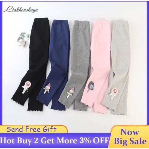 Leggings For Girls Spring Winter For Girls Kids Cotton Bottoming Cartoon Plus Trousers Fleece Lined Slim fit Leggings 2-9 Years