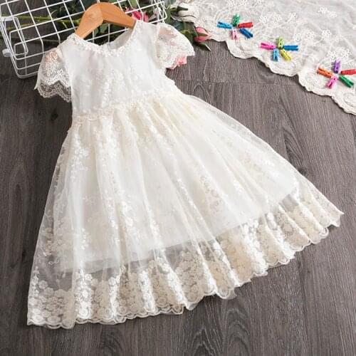 White Lace Girl Summer Dress Tutu Baby Girl Casual Clothes Kids Girls Dresses For Party And Wedding Princess Children Clothing