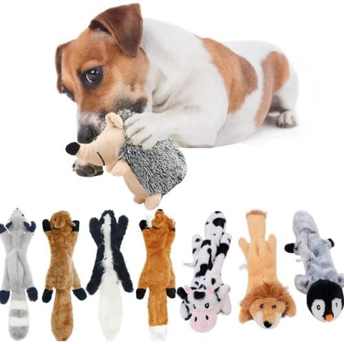 Cute Plush Toys Squeak Pet Wolf Rabbit Animal Plush Toys Dog Chew Squeaky Whistling Involved Squirrel Dog Toy Funny Pet Products