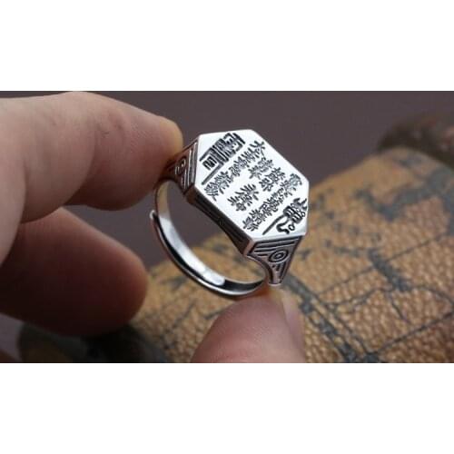 925 sterling silver Vintage Chinese Taoism Taiji gossip Mens and womens rings Thai silver Body protection Rings