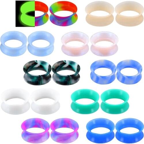 Body Punk 20PCS Soft Silicone Ear Gauges Flesh Tunnels Ear Expander Stretchers Plugs Double Flared Flesh Tunnels Ear Piercing