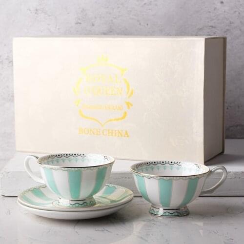 Colorful Hand Painted Coffee Cup Set Ceramic Striped Afternoon Tea Porcelain Four-pieces Sets Wedding Gifts Box Hand Mugs