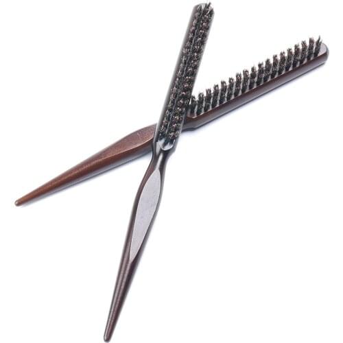 New Wood Handle Natural Boar Fluffy Hair Comb Bristle Brush Hairdressing Barber Tool