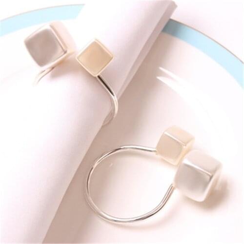 12 / PCS NEW U-shaped square napkin buckle metal plated pearl Napkin Ring Wedding napkin ring