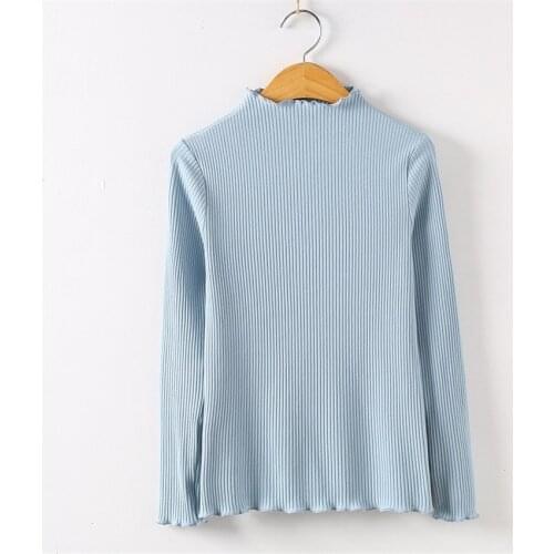 New Spring Slim Women knitted Sweater Ruffles Collar Sweater Lady Autumn Ms Short Sweaters Pullovers Basic Tops Bottomings WZ182