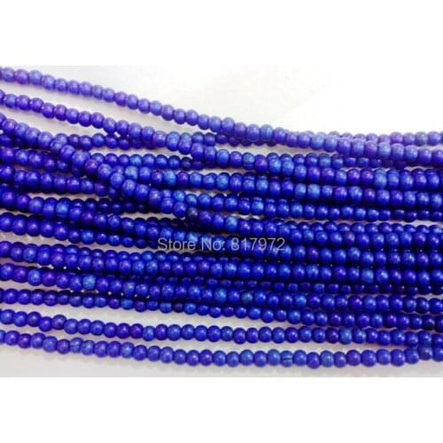 Wholesale 3-4mm Bead Length 40cm/16inch Strand Deep Blue Howlite Stone howlite Stone Loose Bead Charm