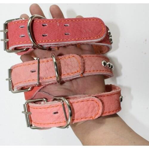 Cowhide pet dog collar medium and large dogs leather rivet dog collar collar suitable for greyhound golden retriever