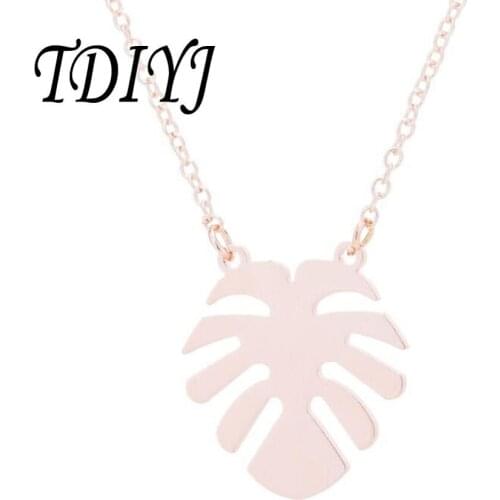 TDIYJ Stainless Steel Tropical Palm Leaf Necklace for Women Charm Choker Necklaces & Pendants Summer Beach Jewelry