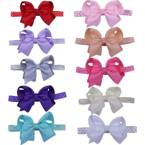 4 inch Bows Hairband with gold foil dots foe elastic headband for Children Girls Hair Accessories 10PC/lot