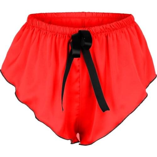 Plus size Silk Satin Underwear Womens bow Patchwork panties sexy Mid-Rise underpanties Women thong panties sexy трусики женские