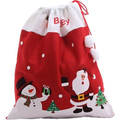 Christmas Gift Bags Santa Claus Xmas Tree Drawstring Canvas Sack Happy New Year 2019 Candy Bags Navidad Merry Christmas Decor