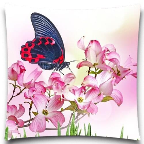 Pink Flowers Butterfly/Ant Animals Style Square Cushion Cover Cotton polyester Plant sofa Car Seat Decorative 5 size 9 style