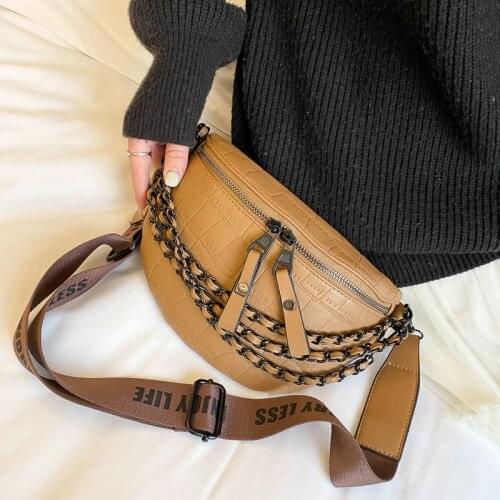 2021 Crossbody Bag for Women Design Oblique Satchel Pu Leather Casual Shoulder Bag Chest Bag Lady Waist Female Fashion Handbag