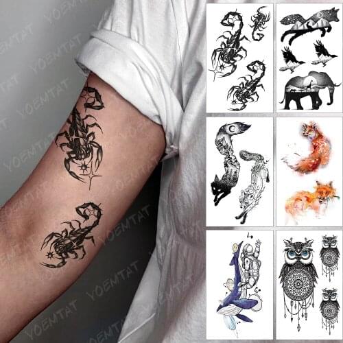 Waterproof Temporary Tattoo Sticker Dark Scorpion Snake Flash Tatoo Old School Arm Wrist Fake Tatto For Body Art Women Men