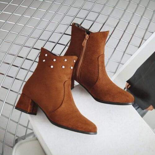 Plus Size 10 11-17 boots women shoes ankle boots for women ladies boots Rhinestone trim side zipper