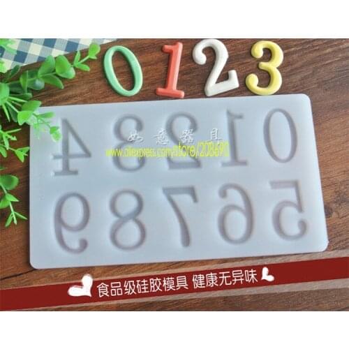 0-9 number shape silicon mold creative edible chocolate decorating for happy birthday cupcake fondant cake tools RY-095