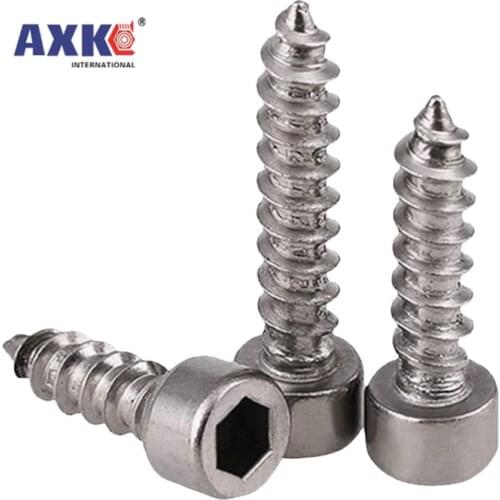10/50pcs M2 M2.6 M3 M3.5 M4 304 A2-70 stainless steel Allen Hex Hexagon Socket Cap Head Self-tapping Screw Furniture Wood Screw