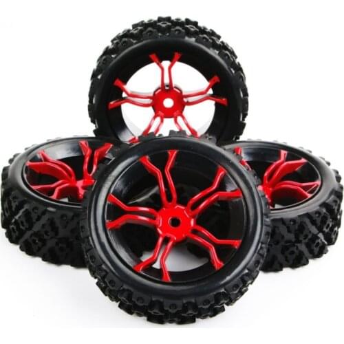 4 pieces / set of 1/10 rubber pull tires and wheels 6 mm offset 12 mm hexagon for HSP HPI RC off-road vehicle toy accessories