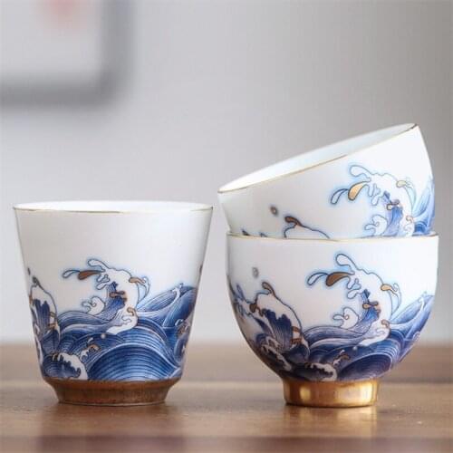 White Porcelain Phnom Penh Teacup Jingdezhen Color Enamel Master Cup Ceramic Handmade Kung Fu Water Mug Tea Bowl Office Gaiwan