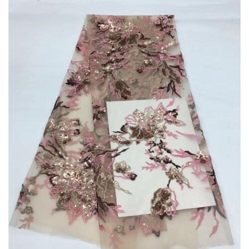 Sequins Embroidered tulle fabric top selling SYJ-616823 Embroidered tulle french net fabric