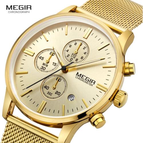 MEGIR Top Brand Luxury Watches Men Stainless Steel Ultra Thin Watches Men Classic Quartz Mens Wrist Watch Relogio Masculino