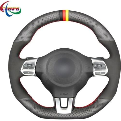 DIY Anti-Slip Wear-Resistant Steering Wheel Cover For Volkswagen Golf 6 GTI Polo CC Tiguan 2009 -2018 Car Interior Decoration