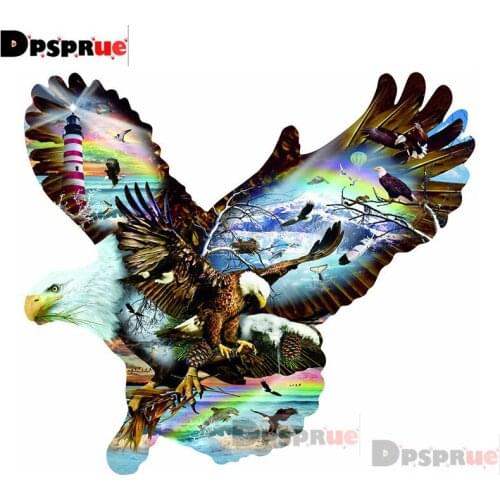 Dpsprue Full 5d Diy Diamond Painting Cross Stitch Eagle White Diamond Embroidery Kit Mosaic Home Artworks Decor Gift DR12