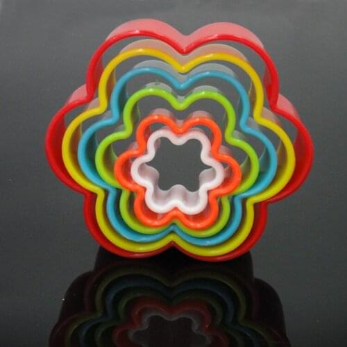 5pcs/set Square Heart Five-star Shaped PP Plastic Cake Mold Cookie Cutter Biscuit Stamp Fondant Cake Decorating Tools OK 0275