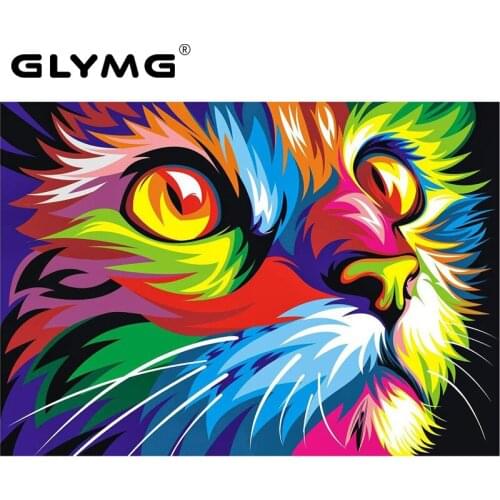 GLymg Diy Color Cat Rhinestones Diamond Painting Cross Stitch Full Square Drill Animal Series Paint With Diamonds Home Decor