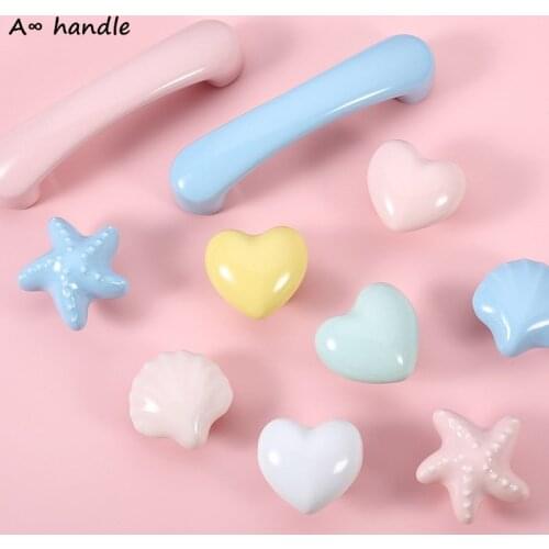 8A Ceramic Handle Children Room Handle Moon Star Cupboard Handle Kitchen Cabinet Door Knob Furniture Drawer Pull Hardware Pull