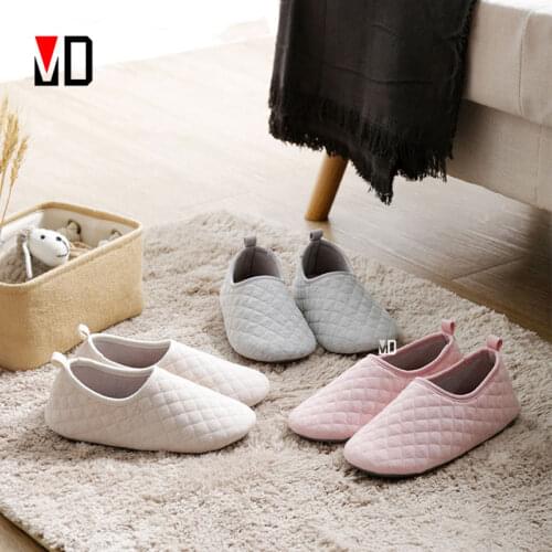 Mo Dou New Spring Cotton Shoes Brief Japanese Style Warp Heel Slippers Women Couples Men Indoor Shoes Quality Skin Friendly Soft