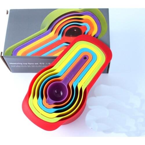 Measuring Cups and Spoons with Scales Space Saving Design Colorful Durable Plastic Easy To Clean for Kitchen Dryers and Liquids