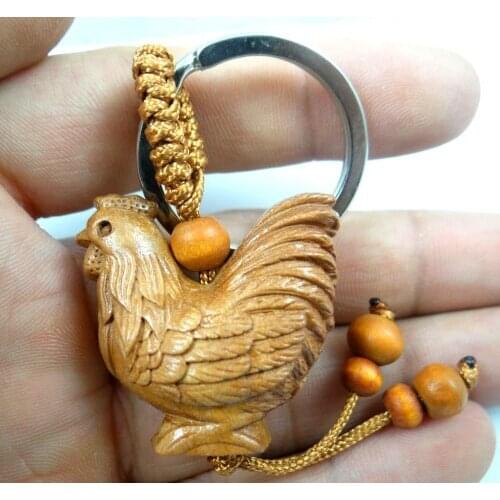 Zodiac cute monkey chick Carving Wooden Pendant Key Ring Chain Wood Carving Ornaments Jewelry Accessories Men Women Gifts
