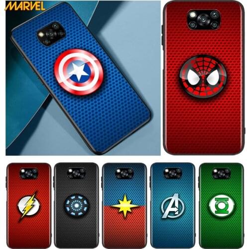 Marvel logo cute for Xiaomi Poco X3 NFC X2 M3 M2 F2 F3 Pro C3 F1 A2 Lite Mix3 Play Silicone Soft Black Phone Case