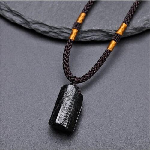 Fashion Black Tourmalines Pendants & Necklaces Women Natural Agates Crystal Energy Stone Necklace Men Healing Reiki Jewelry Gift