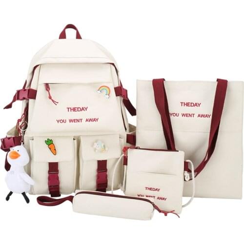 Student Fashion Book Bag Backpack Women Kawaii School Bag Teenage Girl Waterproof Women Backpack Panelled Anti-Theft Backpack