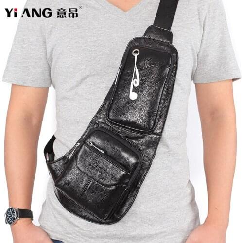 2021 New Genuine Leather Chest Packs For Men Casual Messenger Motorcycle Bags Fashion Mens Chest Pack Short-Distance Travel Bag