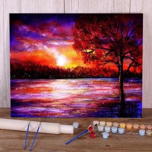 Natural Scenery Sunset Song DIY Painting By Numbers Kit Oil Paints 40*50 Canvas Pictures Home Decoration For Adults Art