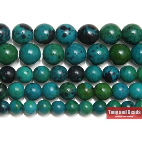 Natural Stone Chrysocolla Round Loose Beads 15" Strand 4 6 8 10 12 14MM Pick Size For Jewelry Making