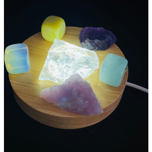 Natural Crystal Seven Chakra Therapy Stone Lamp Holder Home Decor