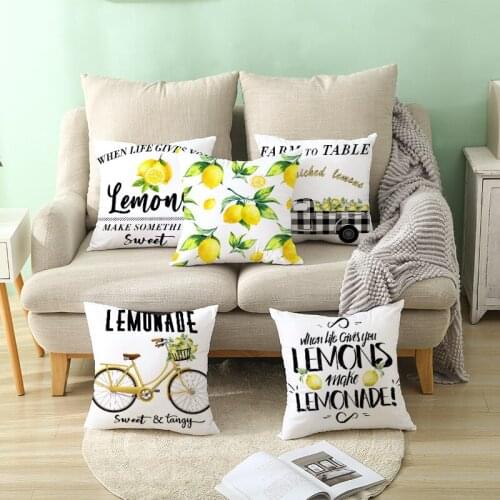 Nordic Simple Yellow Lemon Printing Series Home Decoration Polyester Pillow Cover