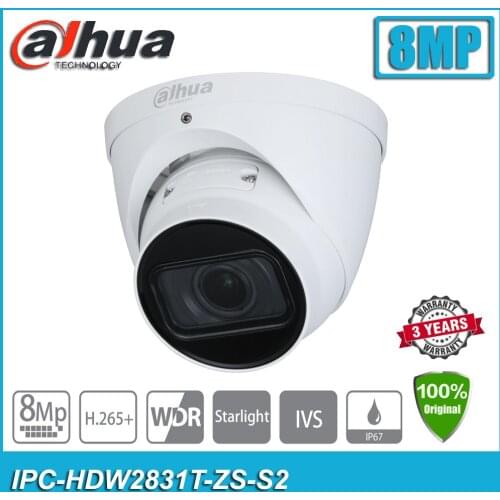Original Dahua Starlight 8MP IPC-HDW2831T-ZS-S2 POE IVS Lite IR Vari-focal Eyeball Nework CCTV IP Camera HDW2831T-ZS-S2